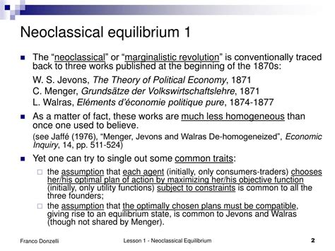 Ppt Lesson 1 On The Notion Of Neoclassical Equilibrium Walras Pareto And The Stationary