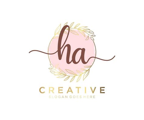 Initial HA Feminine Logo Usable For Nature Salon Spa Cosmetic And