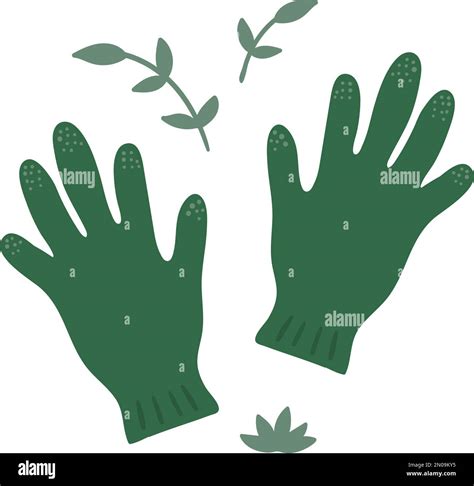 Vector Gardening Gloves Isolated On White Background Flat Spring