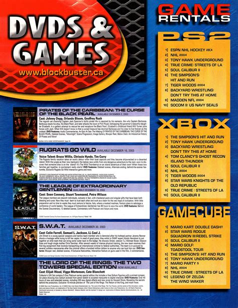 Blockbuster DVD and Game Rentals (Canada) (December, 2003) 02 - Blockbuster Video - Retromags ...