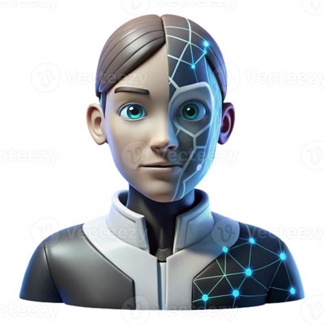 3D Render of a Boy with a Cybernetic Face Illustration 55239310 PNG