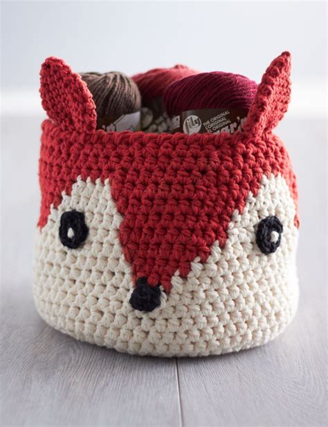 Crochet Cream Foxy Stash Basket Free Pattern Crocheted Fox Pattern