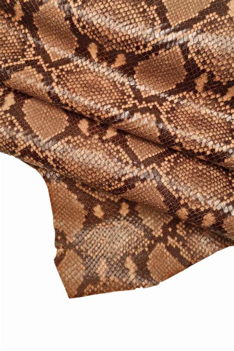 Genuine Leather Hide Calfskin Pink Taupe Brown Python Snake Textured