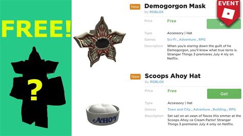 Event How To Get The Demogorgon Mask And The Scoops Ahoy Hat Roblox