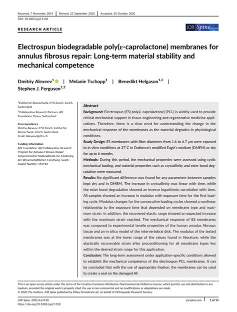 PDF Electrospun biodegradable poly εcaprolactone membranes for