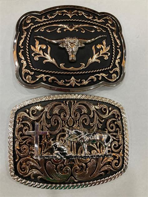 Hebilla Vaquera Tm Wd Western Belt Buckle Silver Gold Off