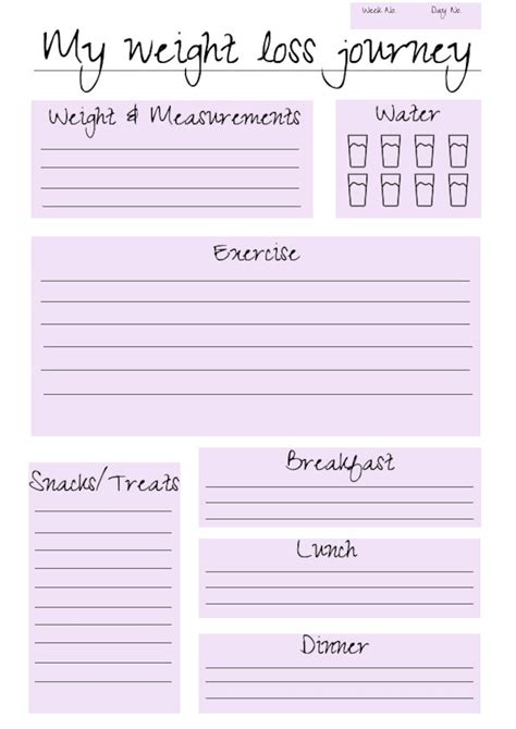 Digital File Weight Loss Journal Daily Weekly Print Out Etsy