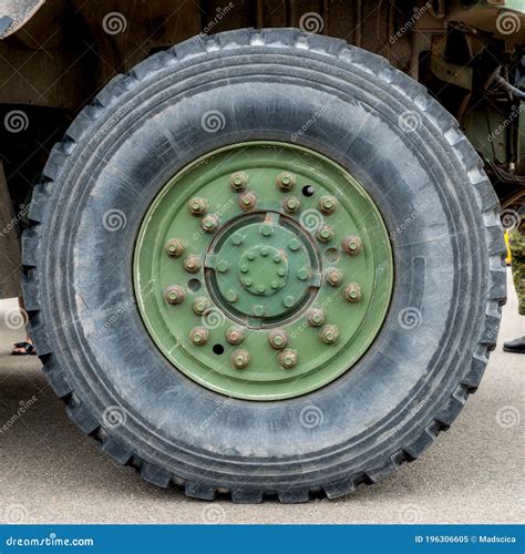 Tire On An Army Truck Stock Image Image Of Drive Tire 196306605