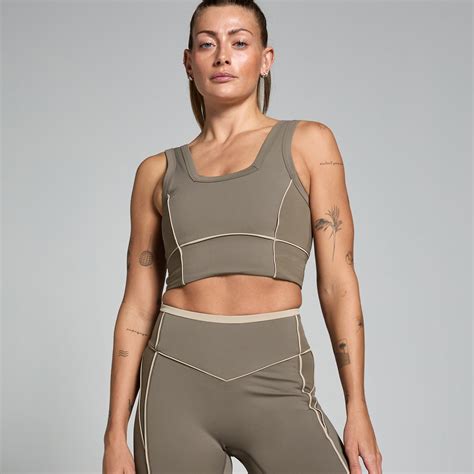 Mp Womens Tempo Contrast Texture Sports Bra Espresso Myprotein™