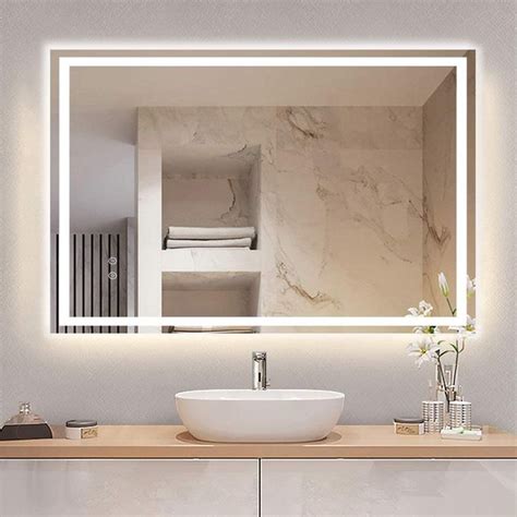 Depuley LED Lighted Vanity Bathroom Mirror, Dimmable Touch Wall Mounted ...