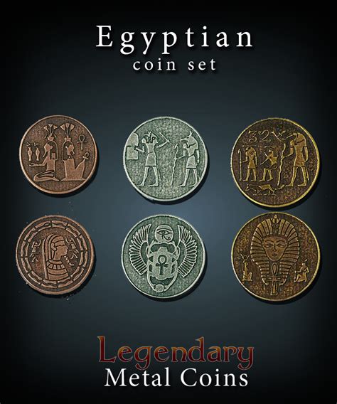 Egyptian Set Legendary Metal Coins Drawlab Entertainment