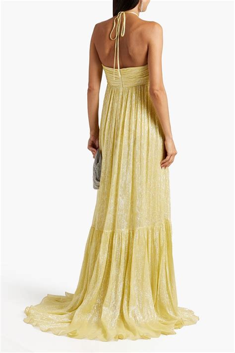 Halston Reia Silk And Lurex Blend Halterneck Gown The Outnet