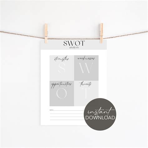 Printable SWOT Analysis Worksheet 8.5x11in - Etsy