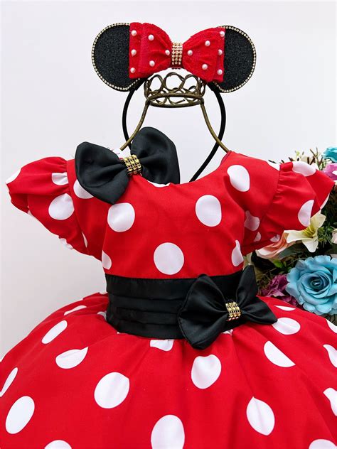 Vestido Infantil Minnie LadyBug Vermelho Bolinhas Brancas Rosa