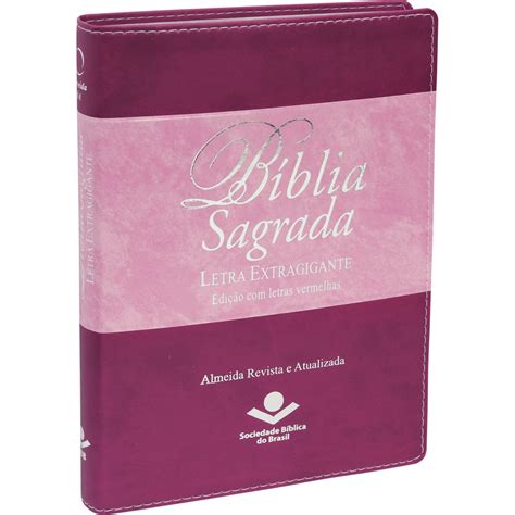 B Blia Sagrada Letra Extragigante Capa Luxo Couro Sint Tico Rosa E