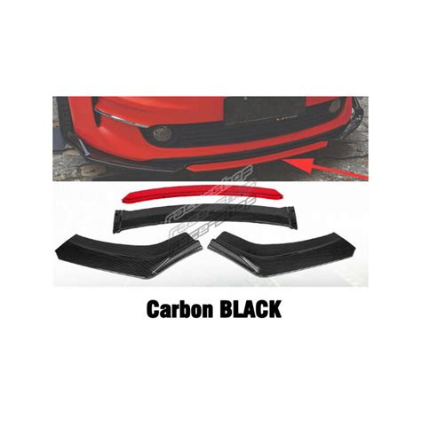 Races Universal Front Bumper Lip Kit With Red Splitter Carbon Races