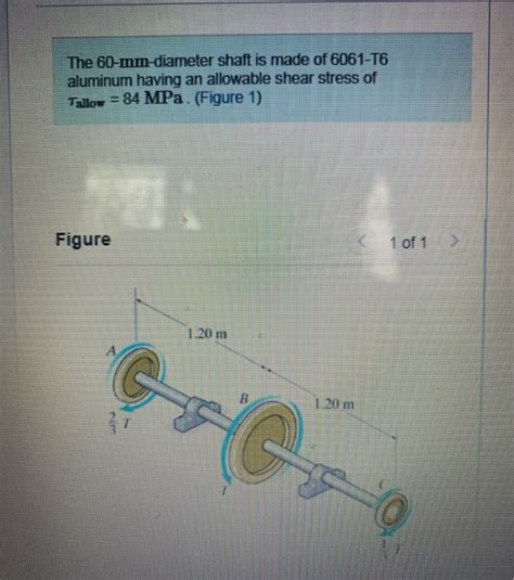 Solved The 60 Mm Diameter Shaft Is Made Of 6061 T6 Aluminum Chegg