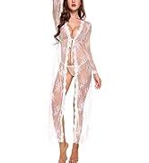 Amazon Lingerie For Women Sexy Long Lace Dress Sheer Gown See