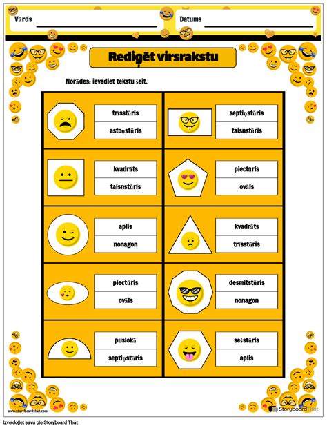 Emociju Tēmas 2D Formu Darblapa Storyboard por lv examples