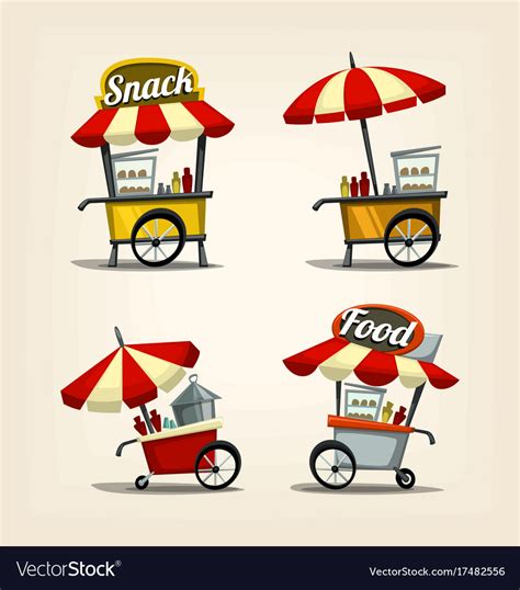 Isolated Cartoon Street Food Cart Fast Food Snack Vector Image