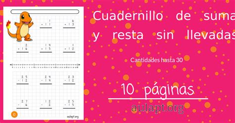 Cuadernillo De Sumas Y Restas Sin Llevadas Hasta El Aula Pt