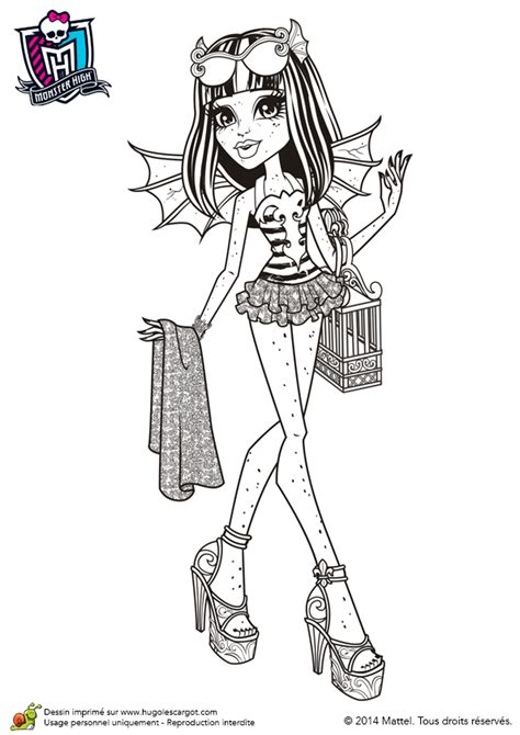 Coloriage De Monster High Rochelle Goyle En Maillot De Bain