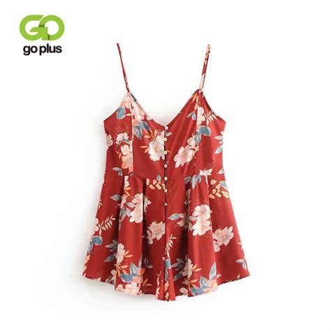 Goplus Boho Floral Print Rompers Womens Playsuits Sexy V Neck Strap