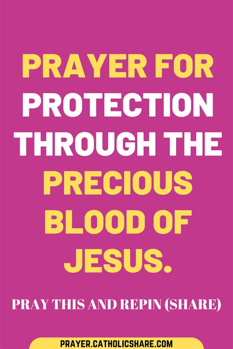 Prayer For Protection Through The Precious Blood Of Jesus Artofit