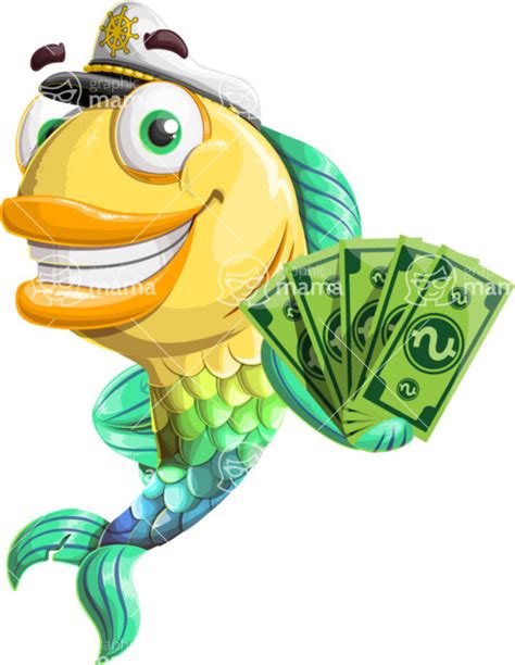 Fish Cartoon Vector Character Set / Show me the Money | GraphicMama