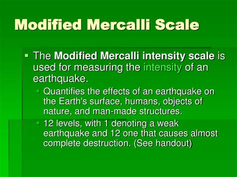 Mercalli Scale Diagram