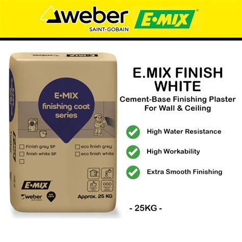 E Mix Finish Premixed Thin Cement Based Finishing Plaster For Wall And