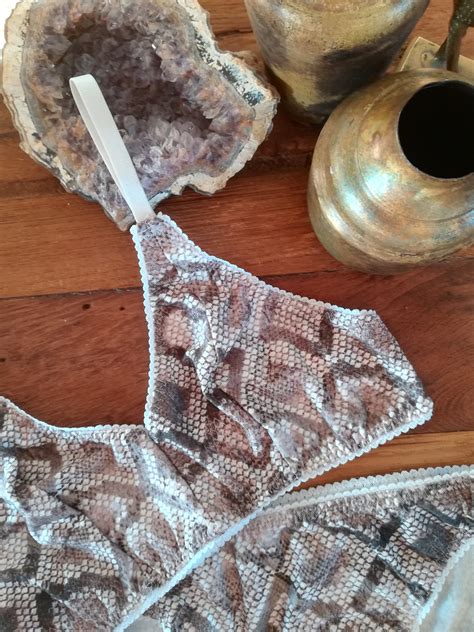 Snake Print Bralette Neutral Bralette Basic Boho Lingerie Etsy UK