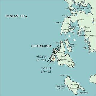 Map of the region showing approximate locations of the fault lines and ...