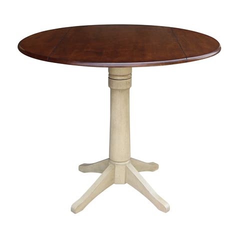 42 Round Dual Drop Leaf Table 36 3 H Almond Espresso Walmart