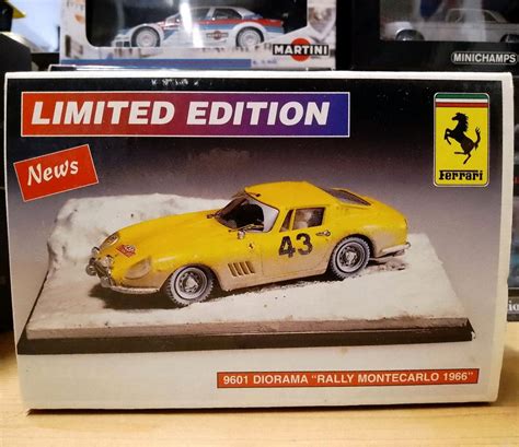 Diorama Rally Monte Carlo 1966 Ferrari 275 Gtb4 Modellauto 143 In