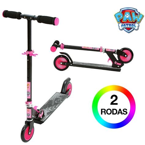 Patinete Skye Preto E Rosa Para Meninas Ajust Vel Patrulha Canina Dm