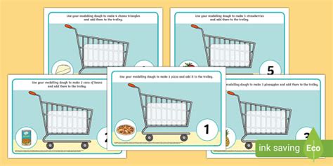 Shopping Numbers 1 10 Modelling Dough Mats Teacher Made