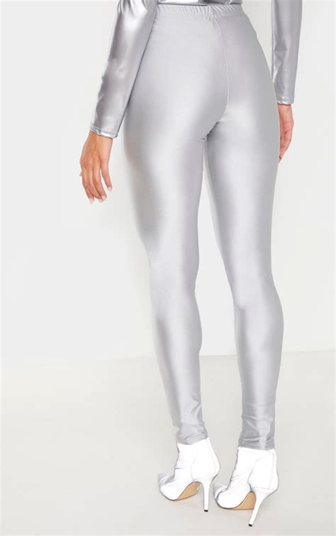 Silver Front Seam Disco Legging Trousers Prettylittlething