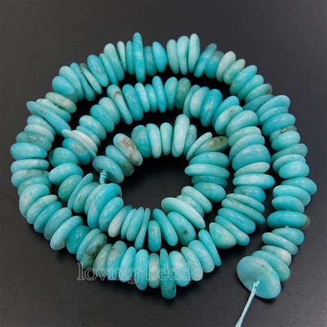 5strands Lot 3x9 5x13mm Natural Peru Amazonite Gem Stone Disc Spacer