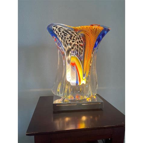 Murano Glass Vase By Massimiliano Schiavon Lighted Base Included Auction