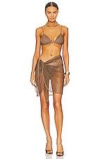 Simkhai Joelle Crystal Mesh Swimwear Triangle Bikini Top In Caraway