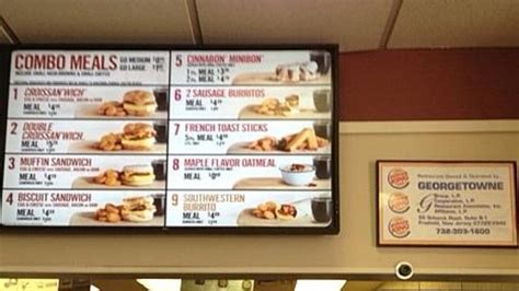 Burger King Breakfast Menu Board