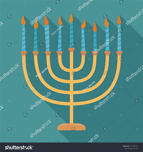 Hanukkah Holiday Menora Flat Long Shadow Design Royalty Free Stock