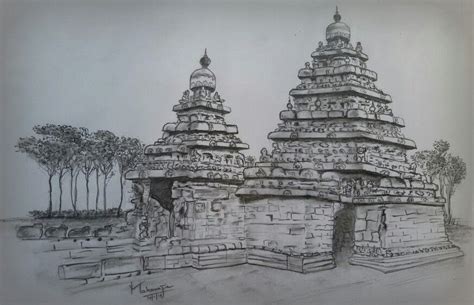 My Pencil Sketch Mahabalipuram Beach Temple Temple Art Indian Art