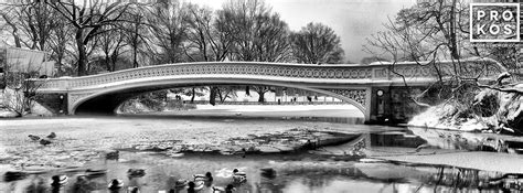 Panoramic View of Bow Bridge in Winter II (B&W) - Fine Art Photo by ...