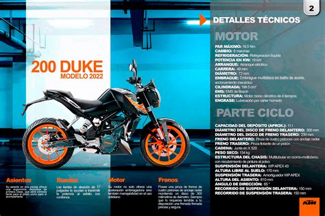 Ficha Técnica Duke 200 945 Tienda KTM Costa Rica