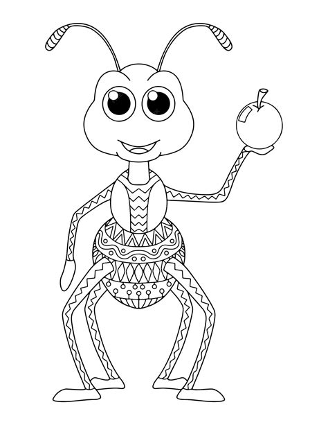 Premium Vector | A black and white drawing of ant ant coloring page ant ...