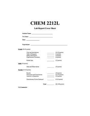 Experiment Lab Report Williamson Ether Synthesis Lexie