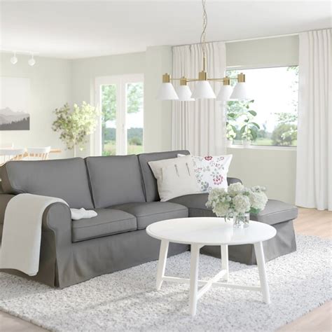 Ektorp 3 Seat Sofa With Chaise Longue Remmarn Light Grey Ikea