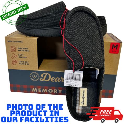 Dearfoams Memory Foam Men’s Slippers Black Size [s 7 8] [m 9 10] [l 11 12] New Ebay